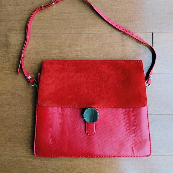 Zara Handbags - Red leather and suede handbag